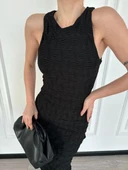 Kolsuz Uzun Elbise - Siyah thumbnail 6