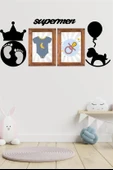 By Nevser® DECO103 Supermen Dekoratif Duvar Süsü Tablo Aksesuar Ahşap Tasarım Hediye Pano Sticker Seti - 4