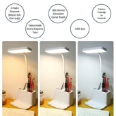 By Nevser® Kalemlikli USBli Dokunmatik 3 Kademeli 360 Derece Özel Göz Korumalı led Lityum Masa Lambası - 3