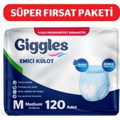Giggles Yetişkin Emici Külot Bez Orta Boy (Medium) 30'lu 4 Paket (120 Adet) Bel Boy 70-120 cm - 1