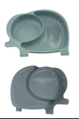 By Nevser® Bebek ve Çocuk için Sevimli Fil Model Desenli Yemek Bebek Mama Kabı Bölmeli Tabak - 5