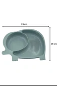 By Nevser® Bebek ve Çocuk için Sevimli Fil Model Desenli Yemek Bebek Mama Kabı Bölmeli Tabak - 3