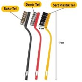 By Nevser®  3 lü Detaylı Temizlik Bakır,Demir ve Sert Plastik Tel Fırça - 5