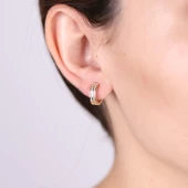 Taşlı Çift Sıra Dizili küpe - 1