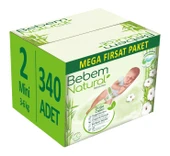 Bebem Bebek Bezi Natural Beden:2 (3-6Kg) Mini 340 Adet Mega Fırsat Pk - 1