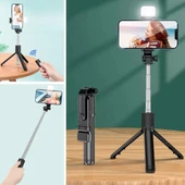 By Nevser® Kendiliğinden Işıklı Masaüstü Tripod Olabilen Telefon Tutuculu Kablosuz Kumandalı Selfie Çubuğu - 1