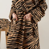 Soley | Tiger | %100 Pamuk Kadife Kadın / Erkek (Unisex) Bornoz - 4