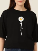Baskılı Kadın T-shirt - Siyah - 4