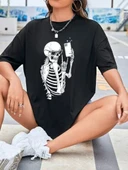 Baskılı Kadın T-shirt - Siyah - 2