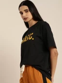 Baskılı Kadın T-shirt - Siyah - 2