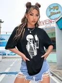 Baskılı Kadın T-shirt - Siyah - 1