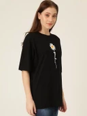 Baskılı Kadın T-shirt - Siyah - 5