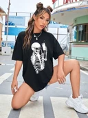 Baskılı Kadın T-shirt - Siyah - 4