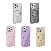 iPhone 14 Pro Max Kılıf Magsafe Şarj Özellikli Parlayan Simli Okso Kapak thumbnail 2