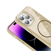 iPhone 14 Pro Max Kılıf Magsafe Şarj Özellikli Parlayan Simli Okso Kapak thumbnail 8