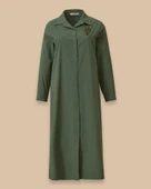 Gala-xi Kadın Büyük Beden Gömlek Yaka Uzun Kollu Taş Detaylı Elbise 10002511314002 - 4