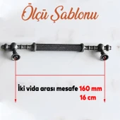 Mobilya Mutfak Çekmece Dolap Dolabı Kulpu Kulbu Kulpları Eskitme Antik Gümüş Metal 160 mm thumbnail 2
