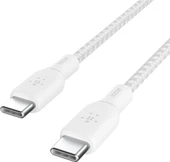 Belkin Örgülü USB-C - USB-C Kablosu 100W 2 Metre Beyaz USB-IF Sertifikalı Type-C Kablo Outlet - 1