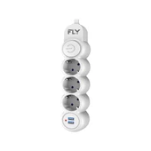 FLY 3393-01, 3 Soket, 2 USB, Akim Korumali Priz, 2.1A, Anahtarli, 2Mt Kablo, Beyaz - 2