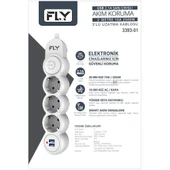 FLY 3393-01, 3 Soket, 2 USB, Akim Korumali Priz, 2.1A, Anahtarli, 2Mt Kablo, Beyaz - 3