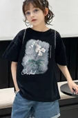 Çocuk Orchid Baskılı Pamuklu Tshirt - 1