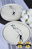 Farika Porselen Düğüm 6'lı Porselen Pasta Tabağı Seti - 1