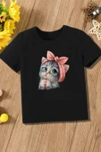 Çocuk Minnoş Kedi Baskılı Pamuklu Tshirt thumbnail 1