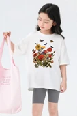 Çocuk Flowers Baskılı Pamuklu Tshirt thumbnail 1