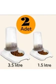 Pribor Kedi Köpek 2'li Otomatik Hazneli Mama ve Su Kabı (3,5 lt ve 1.5 lt) - 2