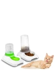 Pribor Kedi Köpek 2'li Otomatik Hazneli Mama ve Su Kabı (3,5 lt ve 1.5 lt) - 1