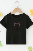 Çocuk Kalp Baskılı Pamuklu Tshirt - 1