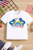 Çocuk Unicorn Baskılı Pamuklu Tshirt - 2