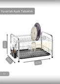 2 Katlı Bulaşıklık Tezgah Üstü Tabaklık BPA FREE Bulaşık Sepeti Yuvarlak Ayak Krom - 2
