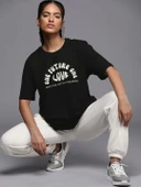 Baskılı Oversize T-shirt - Siyah - 3
