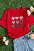 Çocuk Kalp Baskılı Pamuklu Tshirt - 5