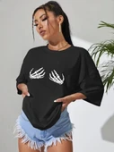 Baskılı T-shirt - Siyah - 2