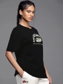 Baskılı Oversize T-shirt - Siyah - 2