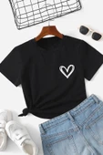 Çocuk Kalp Baskılı Pamuklu Tshirt thumbnail 1