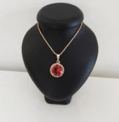 Sultanit (Zultanit) Rose Gold Renk Bukalemun Zirkon Doğal Taşlı Kolye - 1