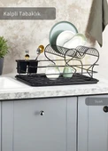 2 Katlı Bulaşıklık Tezgah Üstü Tabaklık BPA FREE Bulaşık Sepeti Kalpli thumbnail 2