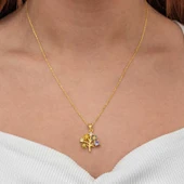 Gümüş Gold Renkli Hayat Ağacı Kadın Kolye - 3