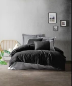 Cotton Box Plain Ranforce Çift Kişilik Nevresim Takımı-Siyah Gri - 1