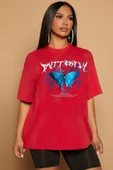 Unisex Blue Butterfly Baskılı T-shirt thumbnail 5