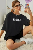 Unisex Spooky Baskılı T-shirt thumbnail 6