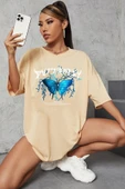 Unisex Blue Butterfly Baskılı T-shirt thumbnail 3