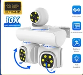 6K 12MP 10X ZOOM Üç Lensli WIFI Güvenlik  Kamerası PTZ Su Geçirmez İki Yönlü İnterkom Hareket Sensörlü - 1
