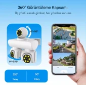 6K 12MP 10X ZOOM Üç Lensli WIFI Güvenlik  Kamerası PTZ Su Geçirmez İki Yönlü İnterkom Hareket Sensörlü - 3