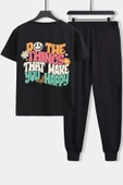 Unisex do the things that make you happy Baskılı 2'li Eşofman Takımı - 1