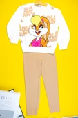 Pamuklu Yumuşacık Desenli Kız Çocuk Sweat ve Tayt Takımı 3-7 Yaş - 8