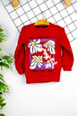 Kız Çocuk Giyim - Pamuklu, Rahat ve Şık Çiçek Baskılı Sweatshirt - 9